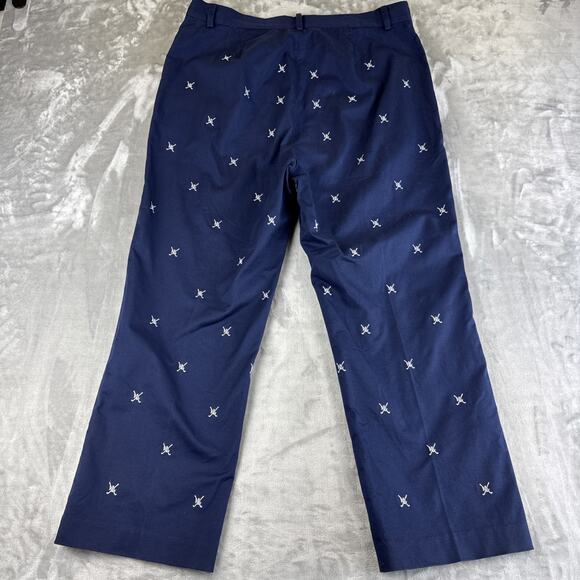 Lauren Active Ralph Lauren Chino Pants Women's 12 Navy White Embroidery (1195) - Picture 8 of 13